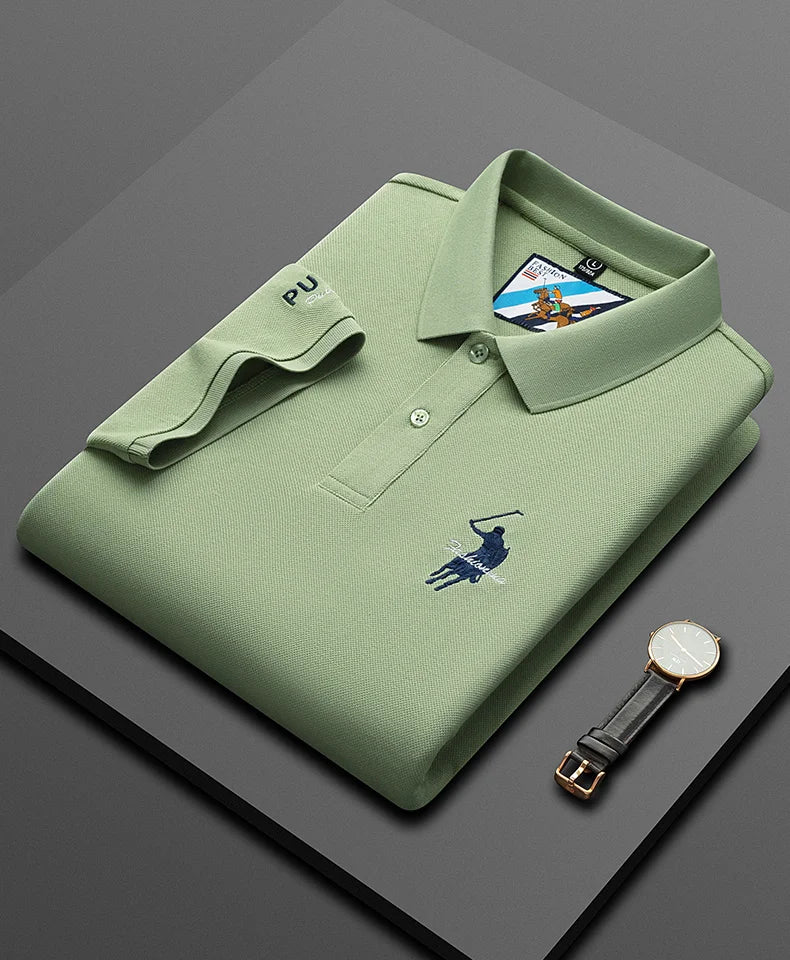 Men's Embroidered Cotton Polo Shirt – Breathable Summer Fit