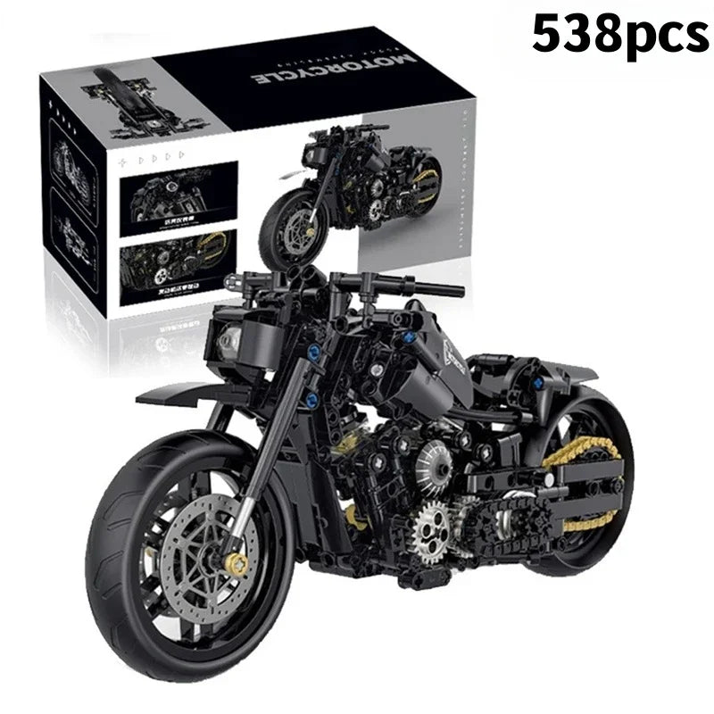 Technical MOC Construction Bricks Motorcycle Model Creative Building Kit Assembly Toys Educational Gift for Children Boys Girls