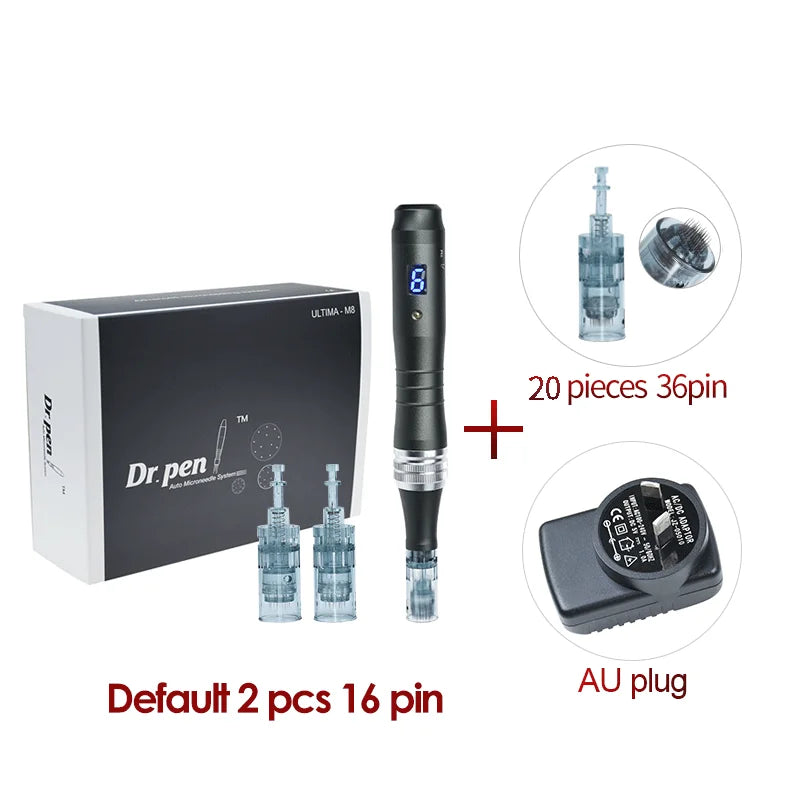Dr pen Ultima M8 With 22 Cartridge Wireless MTS Derma Microneedle Pen Kit Professionals Use Beauty Machine Needle length 0.25 mm