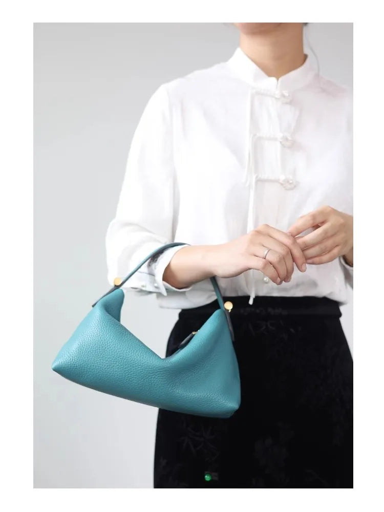 2024 Women Genuine Leather Luxury Handbags Small Size Versatile Cowhide Crossbody Bag Fashion Soft Messenger Purses