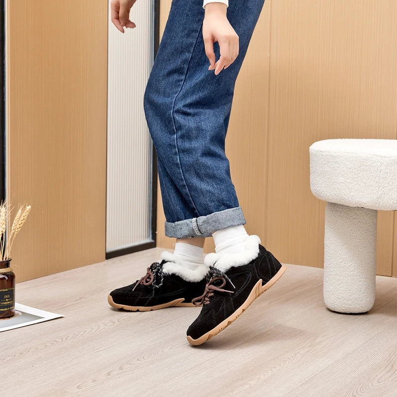 AIYUQI Women Winter Sneakers Genuine Leather 2026 New Non-slip German Training Shoes Women Large Size Flat Female Winter Shoes