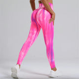 New Women Tie dye High Waist Legging Push Up Scrunch Gym Sports Yoga Pants Elastic Soft Tights Workout Booty Leggins Nylon