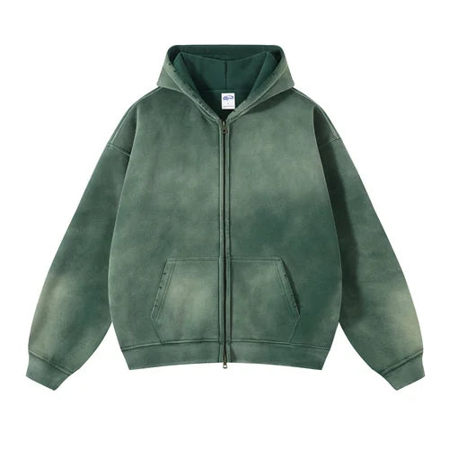 Men’s Oversized Tie-Dye Fleece Zip-Up Hoodie