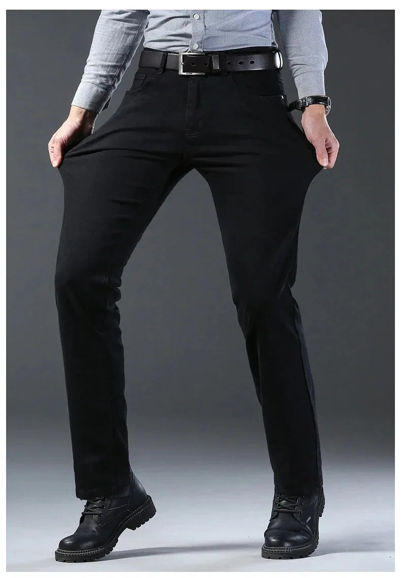 Men’s Classic Black Straight-Leg Stretch Jeans