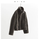 Teddy Style 100% Wool Coat~Women's Short Lazy Style Loose Jacket Autumn and Winter New Model 2025 Faux Fur