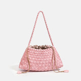 High End Fashion Handbag Messenger Bag with Large Inner Pocket, Popular Pure Hand Woven Bag for Women Tote Shoulder Underarm Bag