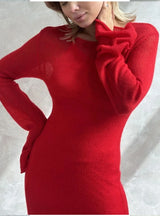 Elegant O-Neck Knit Maxi Dress