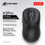 Attack Shark X3 PixArt PAW3395 Bluetooth Mouse,26000dpi,Wireless Tri-Mode Connection,Lightweight Macro Gaming Mouse