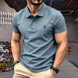 Men's 100% Cotton Polo Shirt — Embroidered Short Sleeve Golf Top