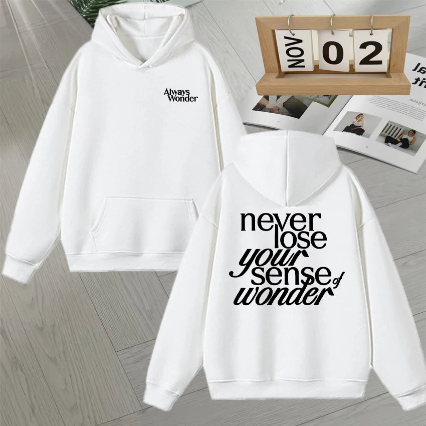 2025 Thai Drama The Secret of Us Autumn Winter Hoodie Always Wonder Letter Print Pullover Trendy Long sleeve Fleece Sweatshirts