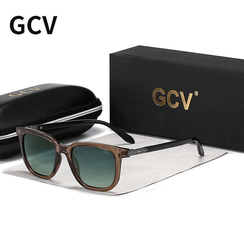 GCV Brand Original Fashion Acetate Polarized Sunglasses Cat Eye Square Frame Fishing Glasses Driving Outdoor Hiking UV400