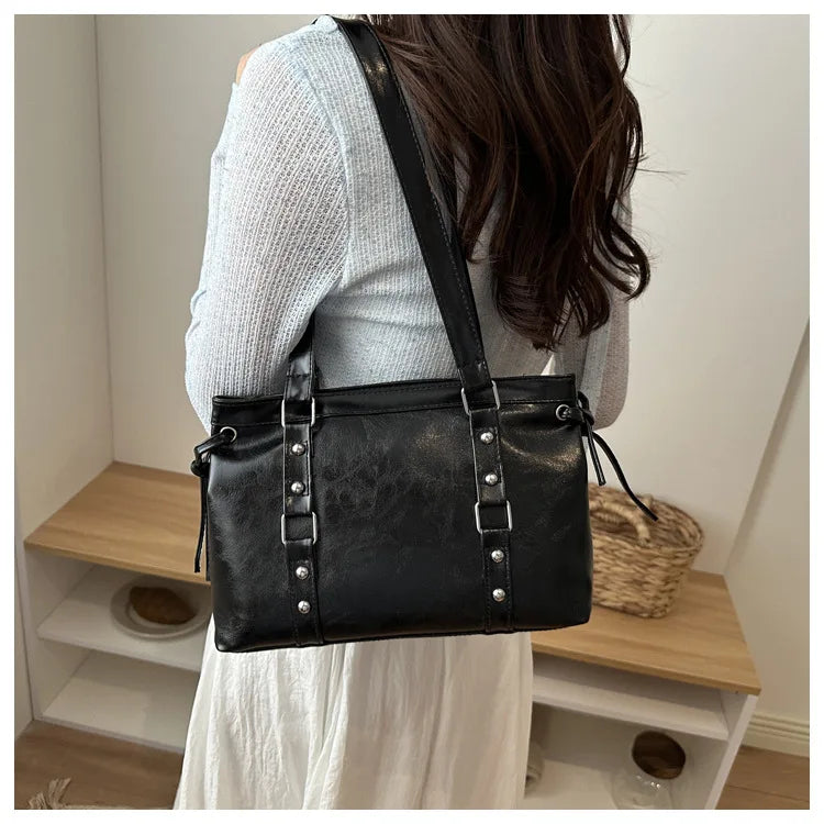 Women's Retro PU Leather Shoulder Tote Bag