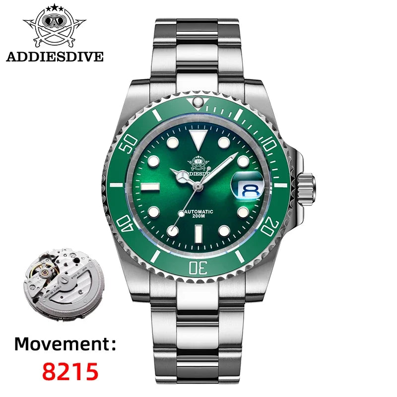 ADDIESDIVE Sapphire Glass Automatic Mechanical Watch Japan 8215 Stainless Steel AD2503 Reloj Hombre Waterproof NEW Diver Watches