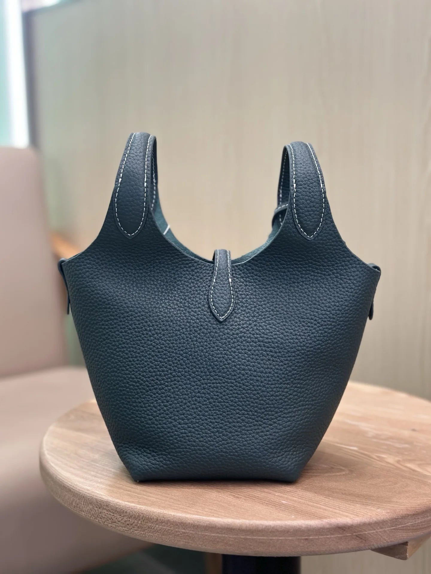 FIRMRANCH European And American Trend Cute Hand-Held Basket Ladies' Bucket Single Shoulder Cross-Body Bag Genuine Leather Purse
