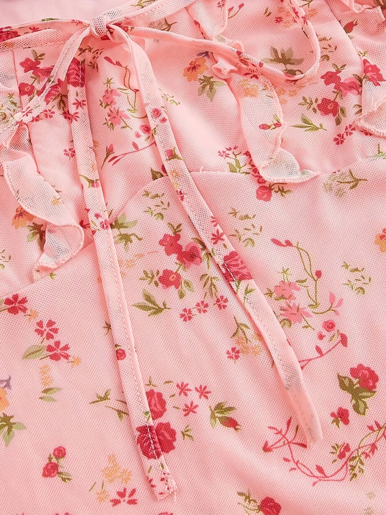 Floral Summer A-Line Dress – Ruffled Square Neck Backless Party Mini