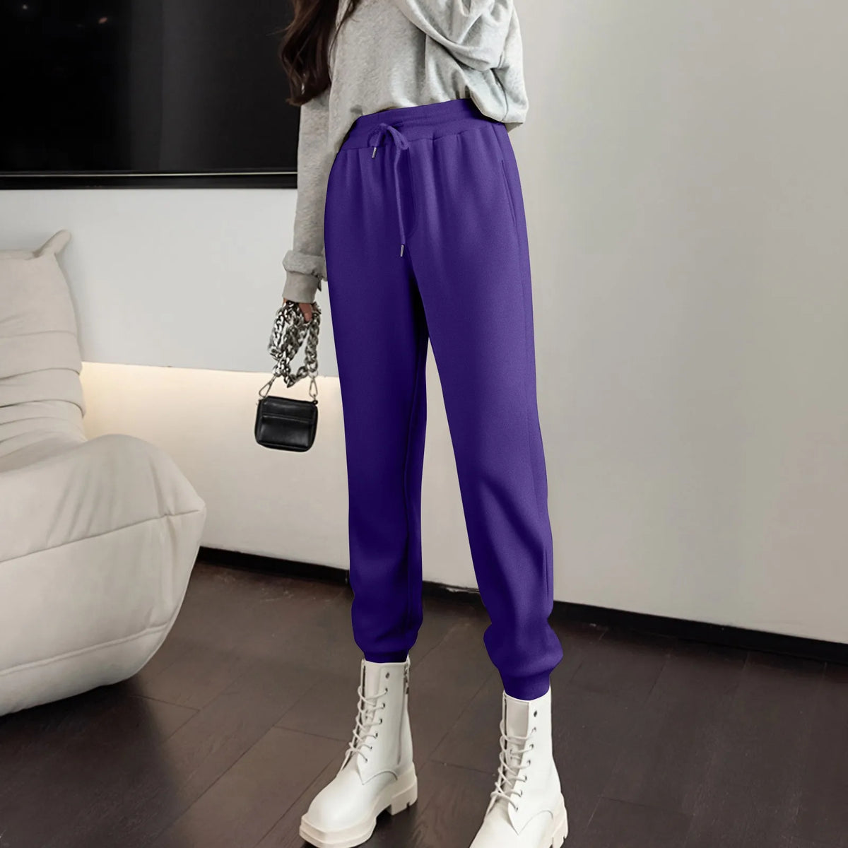 Women's High-Waist Drawstring Straight-Leg Pants
