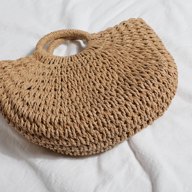 Women's Handmade Straw Tote Bag – Bohemian Beach Weave