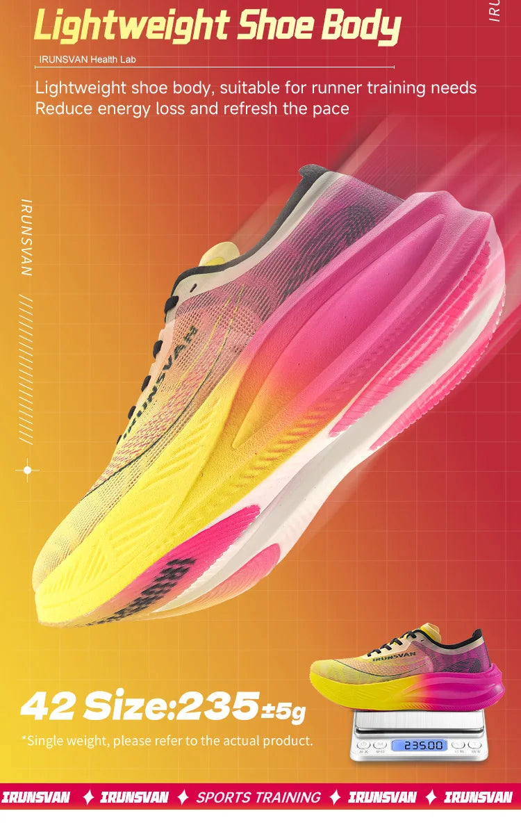 IRUNSVAN Men Running Shoes Breathable Sports Shoe Lightweight Marathon Carbon Plate Sneaker Casual Comfortable Athletic Training