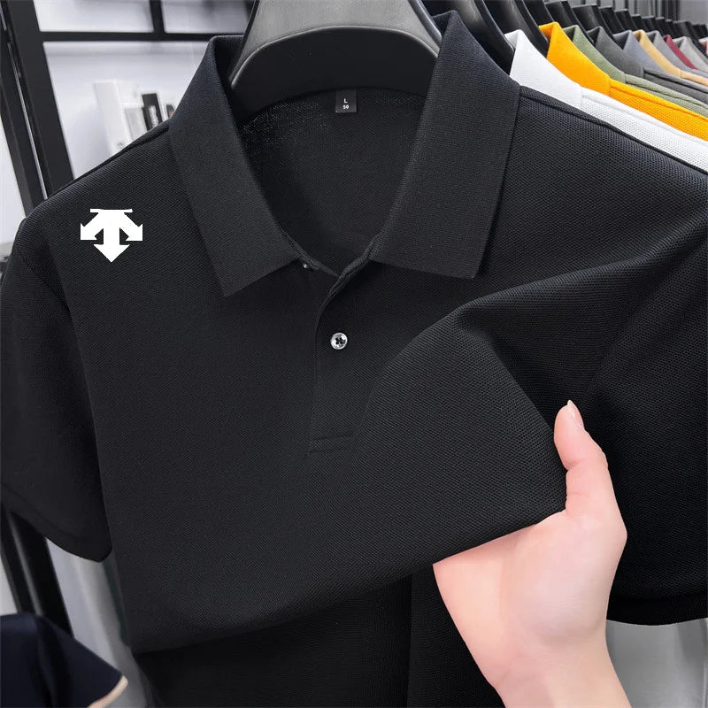 Men's Luxury Cotton Polo | Geometric Print Summer Shirt