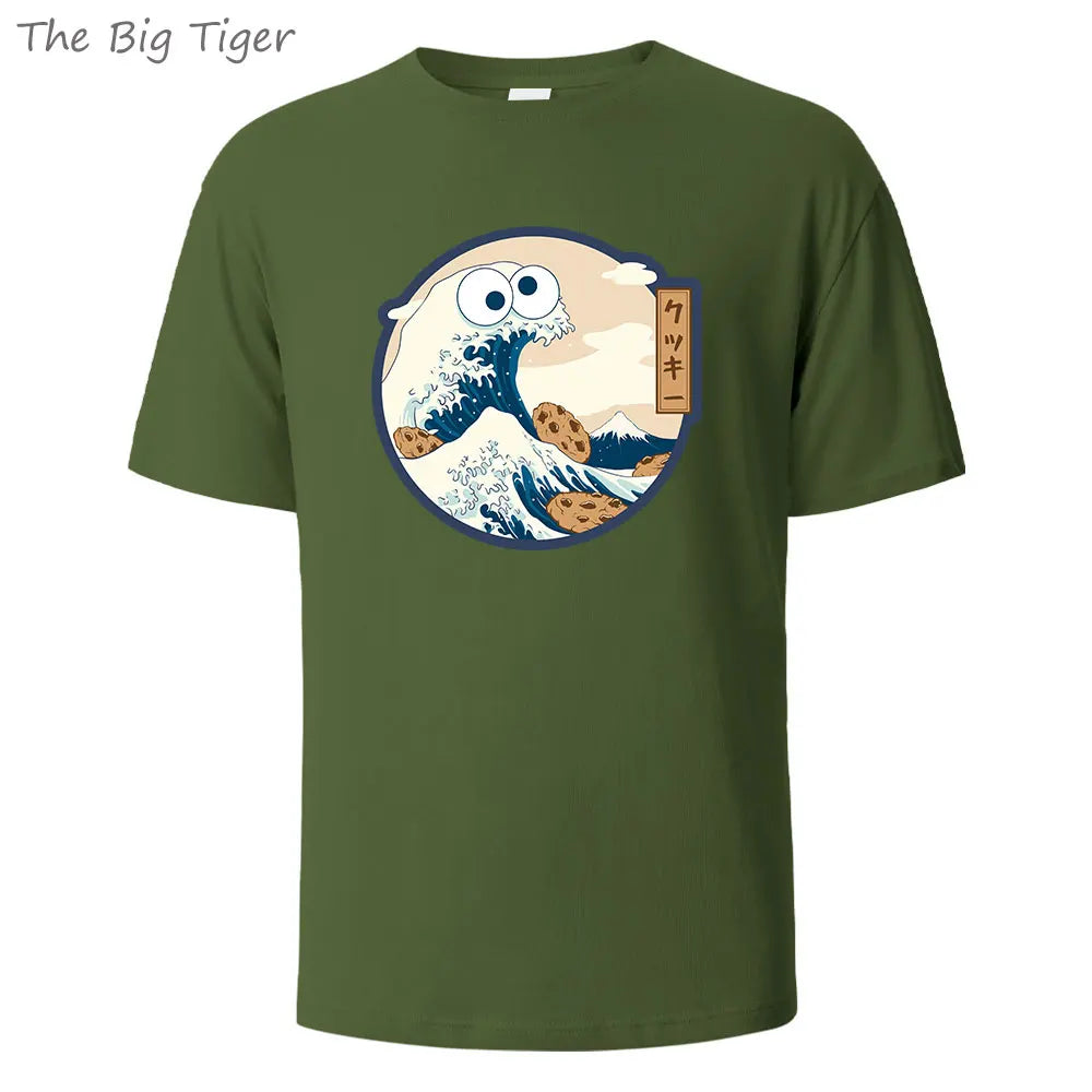 Unisex Color Painting Cotton Crew Neck T-Shirt