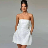 Townlike Women's Elegant Jacquard Backless Mini Dress - USA Made Chic
