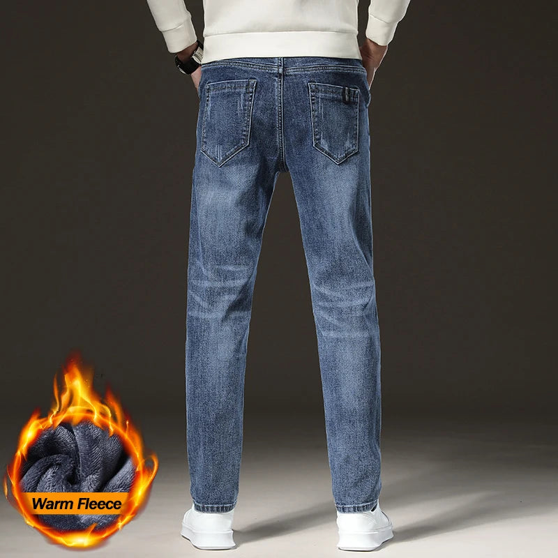 Men's Fleece-Lined Slim Straight Jeans
