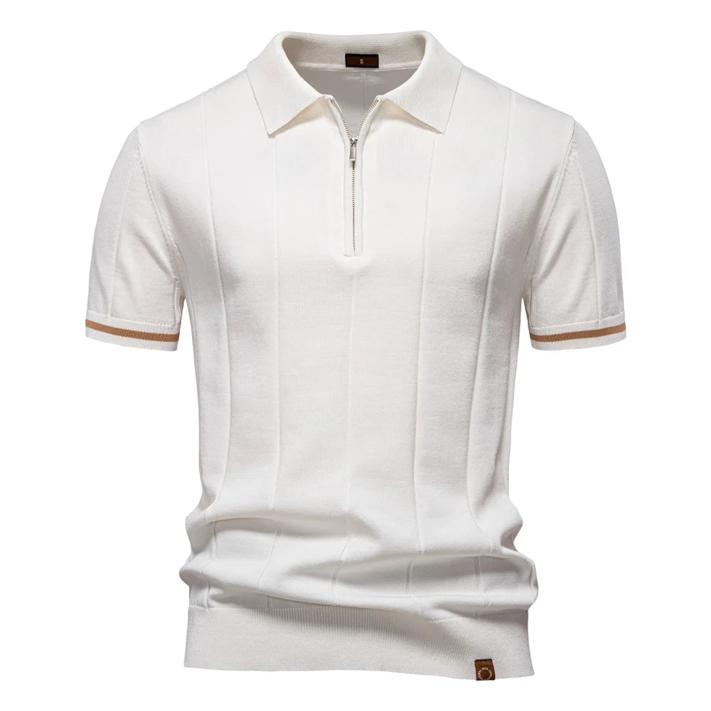 AIOPESON Men's Slim Fit Zipper Polo Shirt | Sport & Office
