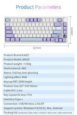 AJAZZ AK820 Wireless Gaming Keyboard, GASKET Structure, RGB Backlight, 5-Layer Sound Dampening Foam, PBT Keycaps