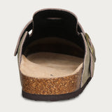 Evshine Men's Suede Clogs Fashion Leather Mules Cozy Footbed Slippers With Adjustable Buckle AntiSlip Cork Slippers Unisex Mules