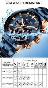 Men's six-needle multifunctional watch Waterproof calendar round strap stainless steel strap date men's business men's watch