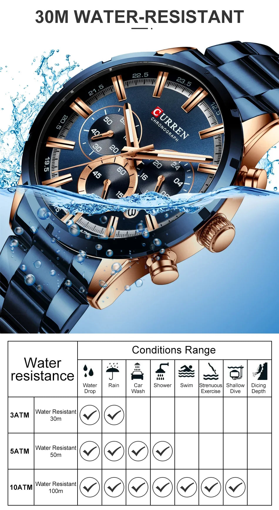 Men's six-needle multifunctional watch Waterproof calendar round strap stainless steel strap date men's business men's watch