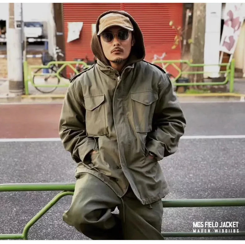 Maden Retro M65 Field Jacket – Men's Green Cotton Windbreaker
