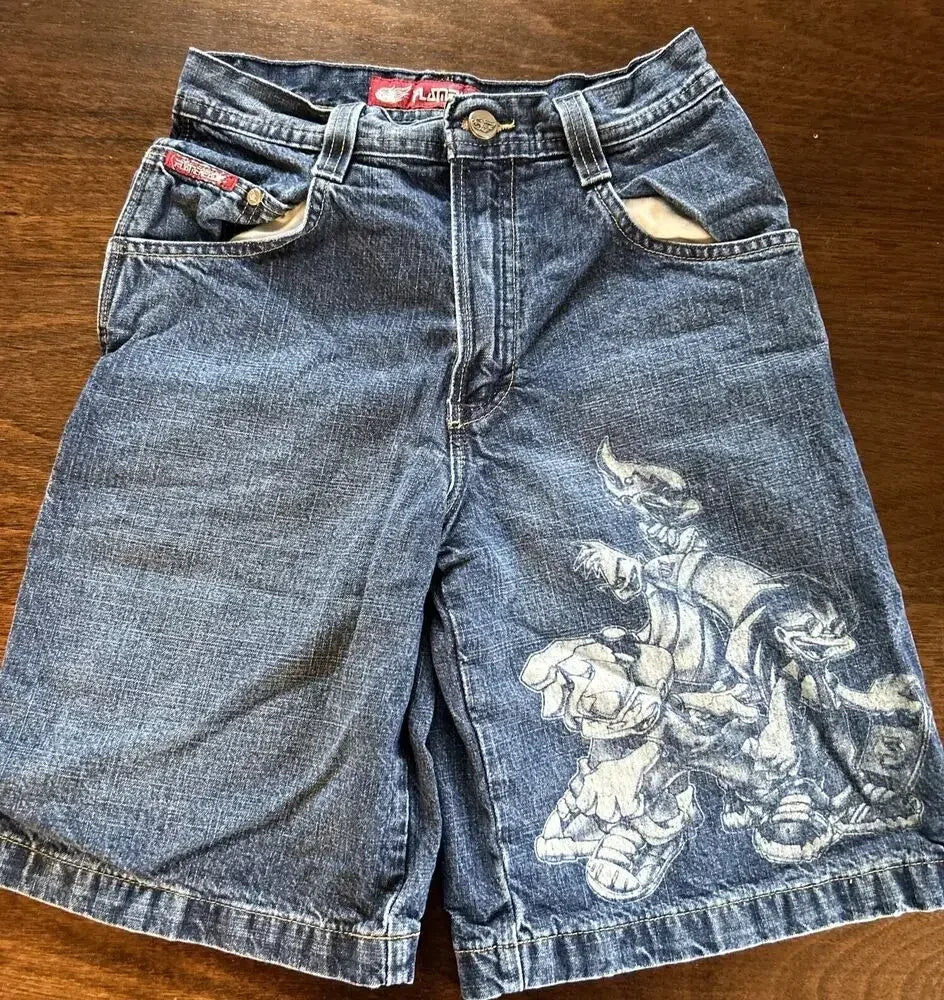 Men's Loose-Fit Embroidered Denim Shorts