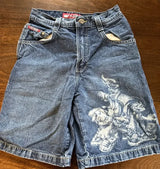 Men's Loose-Fit Embroidered Denim Shorts