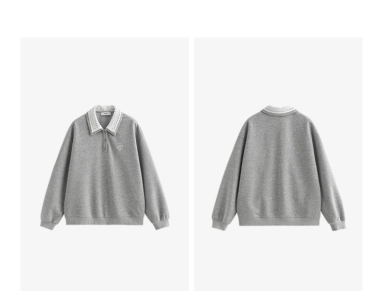 Women’s Green Colorblock Collared Sweatshirt