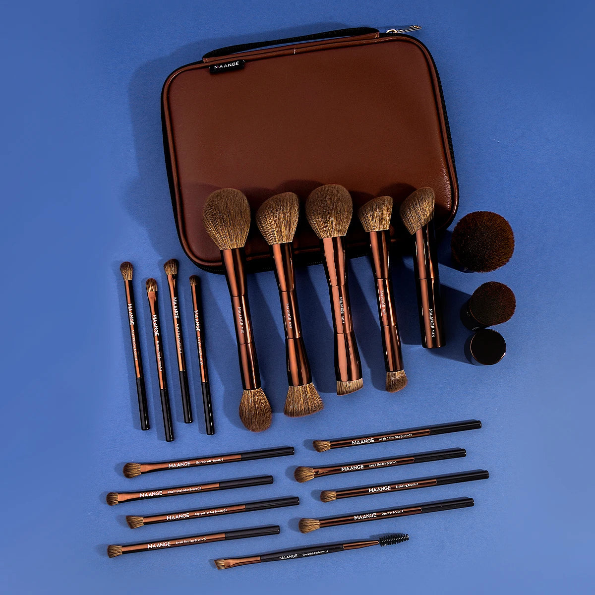 MAANGE Pro Makeup Brush Kit 20pcs Brushes with Storage Bag Dual End Foundation Powder Blush Eyeshadow Brush Beauty Blending Kit