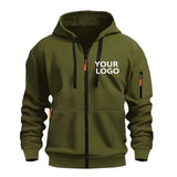 DIY Custom Logo Men's Casual Sports Hoodie Full-Zip Pocket Sweatshirt Fashion Arm Pocket Outdoor Long-Sleeve Pullover Hoodie