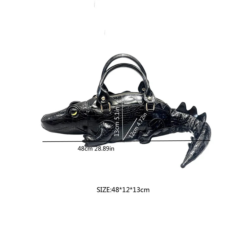 New Trendy Crocodile Shape Handbag for Women, Europe and America Fashion Tote Designer Female Casual Shoulder Crossbody Bag Ins