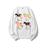 Cute Cartoon Cow Print T-Shirt Pure Cotton Washed Shoulder Round Neck Neutral Style Fashion Trend New High Quality Short Sleeves