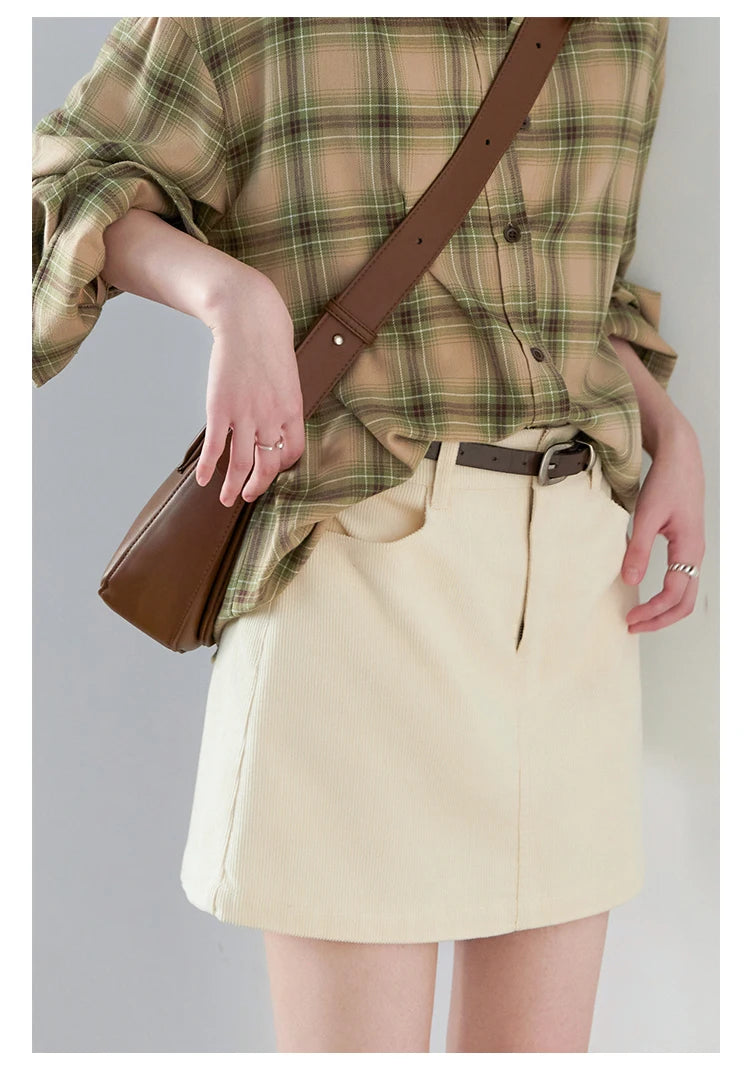 Chic Ven Women's Corduroy A-Line Mini Skirt