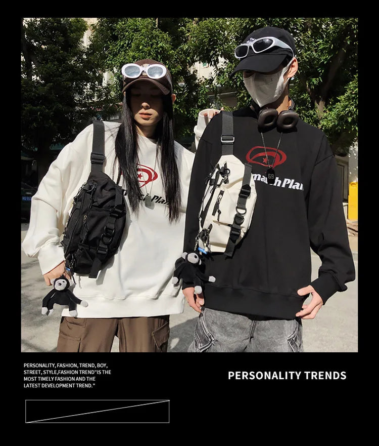 2024 Techwear Style Punk Hip Hop Single Shoulder Crossbody Bag Men Women Street Vintage Chest Bag Casual Sport Fanny Pack