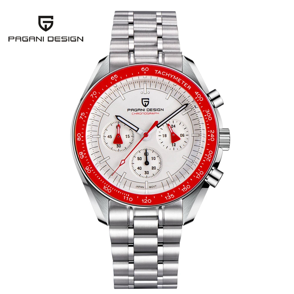 PAGANI DESIGN New Luxury Moon Quartz Watches For Men Stainless steel Luminous waterproof Sports Chronograph Man 2026 Retro Watch