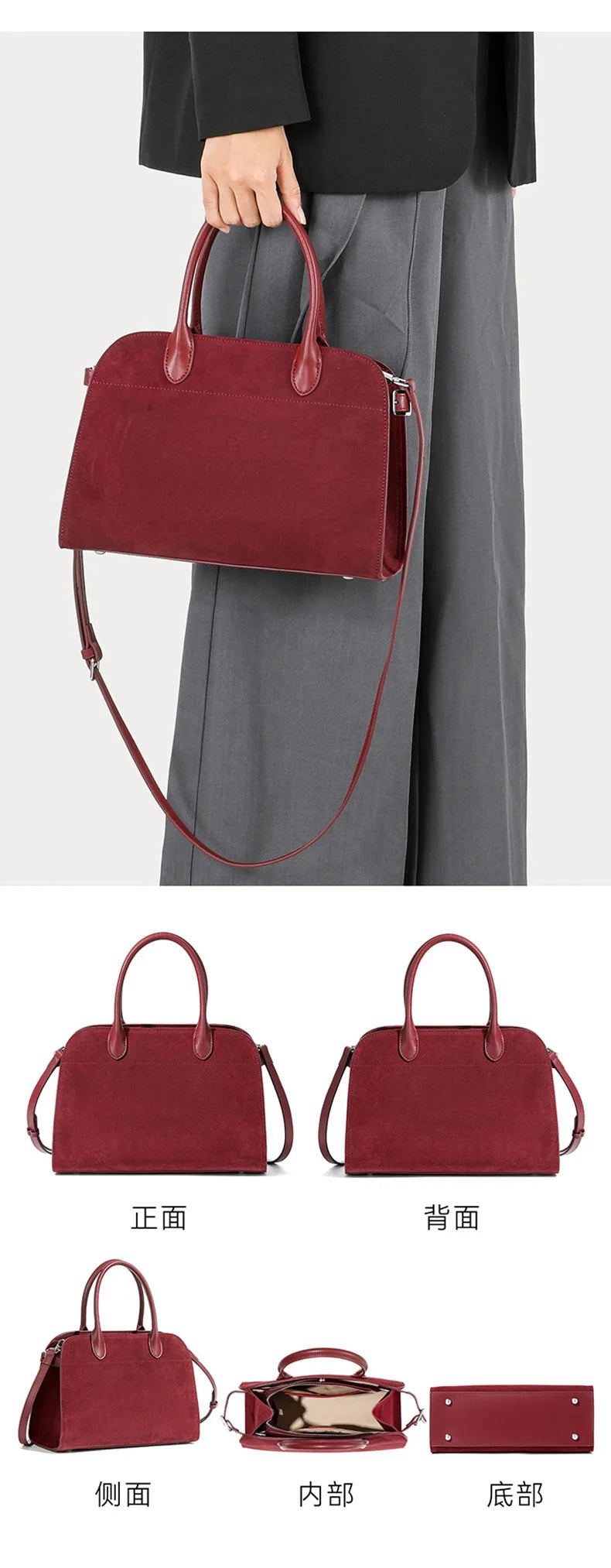 2026 Fall Winter Suede Leather Spacious Crossbody Tote Bag Simple Commuting Handheld Single Shoulder Bag Premium Women's Handbag
