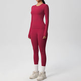 2 PCS Sportswear Yoga Set Gym Clothes Yoga Suits For Women Fitness Set Tracksuits Sports Long Sleeve Crop Top Gym Leggings