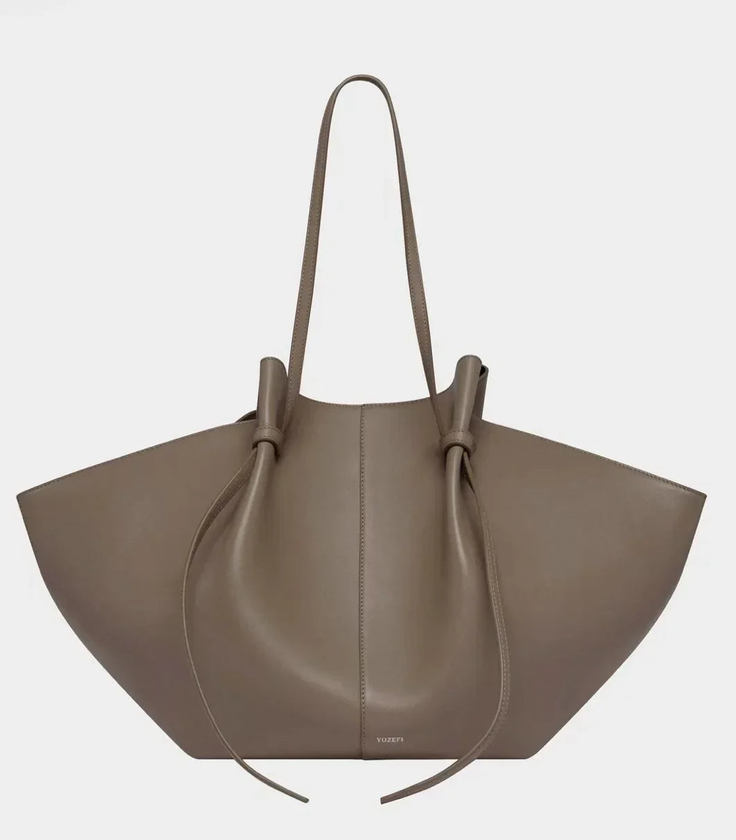YUZEFI Women Tote Bag Solid Color Retro Minimalist Relaxation Luxury Versatile Daily Commuter Travel Large Capacity Shoulder Bag