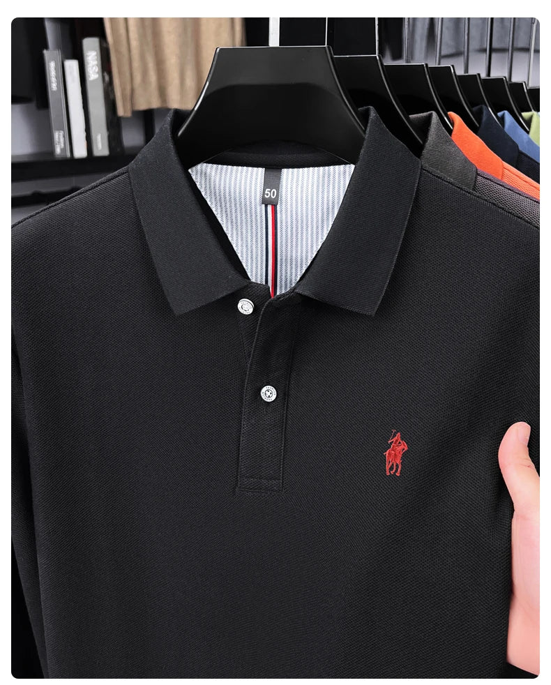 Premium Cotton Embroidered Long Sleeve Polo Shirt