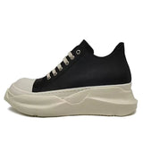 Men's Platform Heels Shoes Leather Women Canvas Luxury Jumbo Lace Up High Street Autumn Flats Black Sneakers
