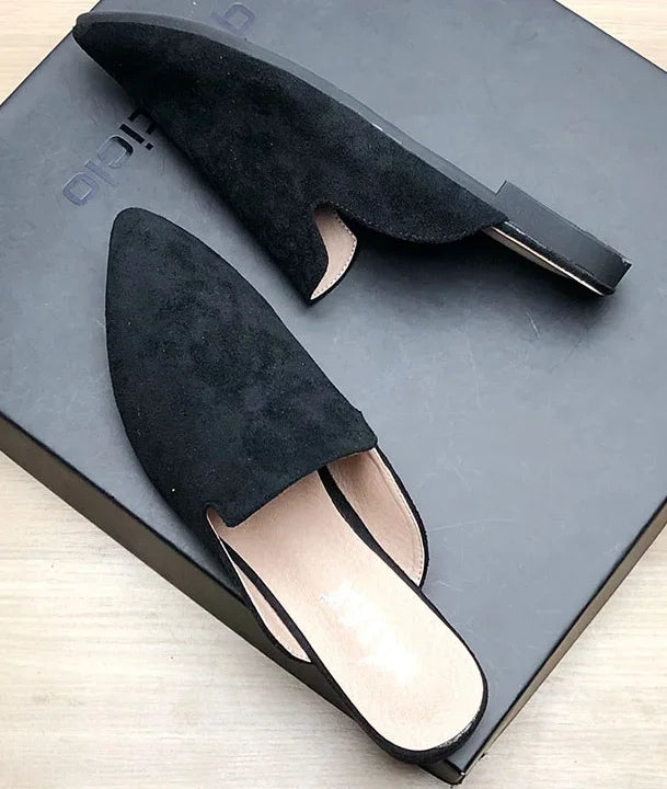 Female Simple Sewing Plain Shoes Outdoor Pointy Toe Slides Camel Blue Soft Sole Wide Fitting 48-33 2022 New Arrivals De Mujer