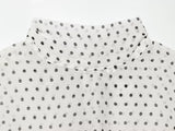 ETJ Women's Polka Dot Blouse Skirt Set 2026 Spring High Neck Batwing Sleeve Sheer Front Tie Bow Midi A-Line Dress Set