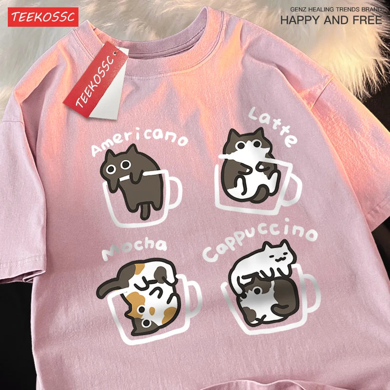 Mocha Latte Cat Graphic Tee